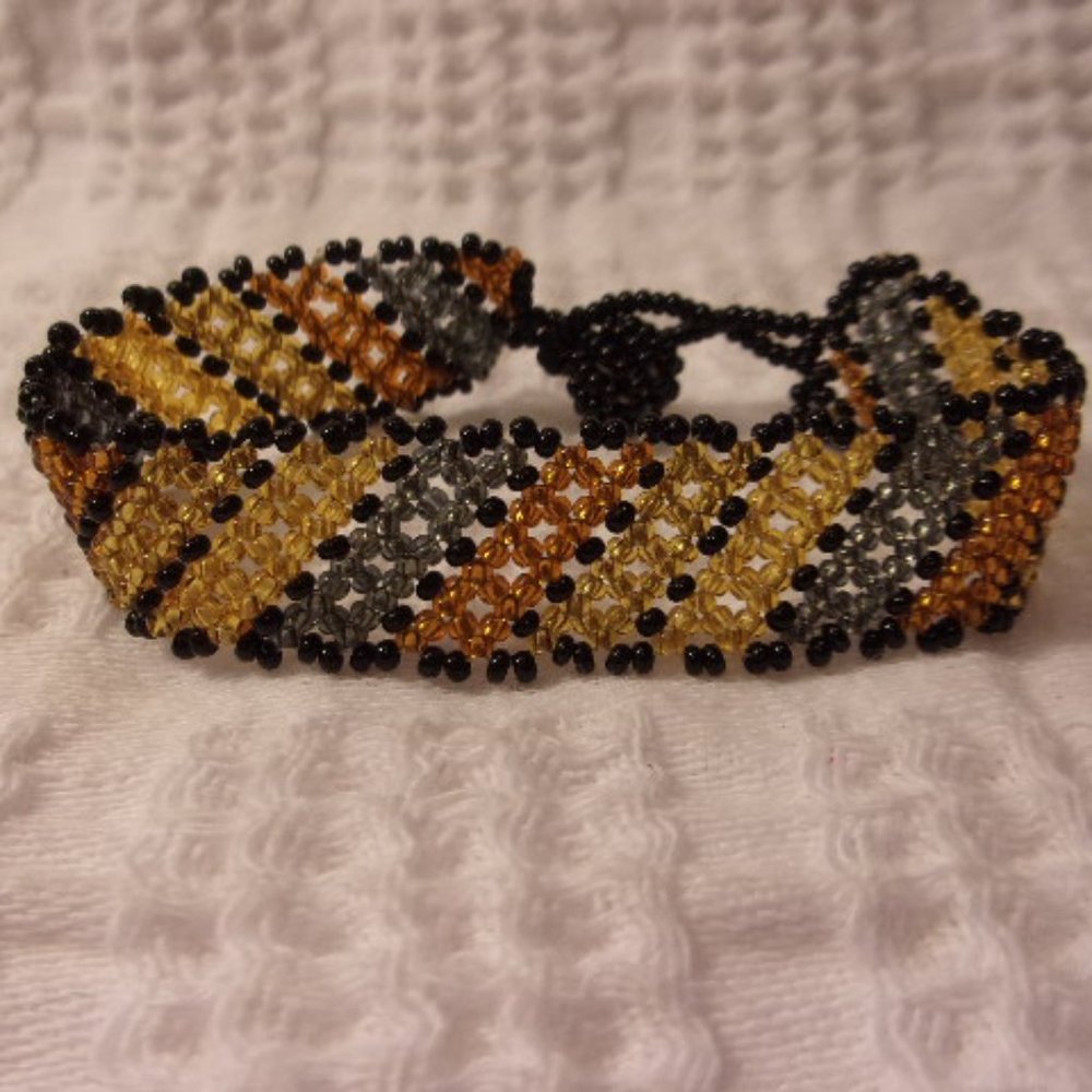 Glass Seed Bead Loom Woven Bracelet